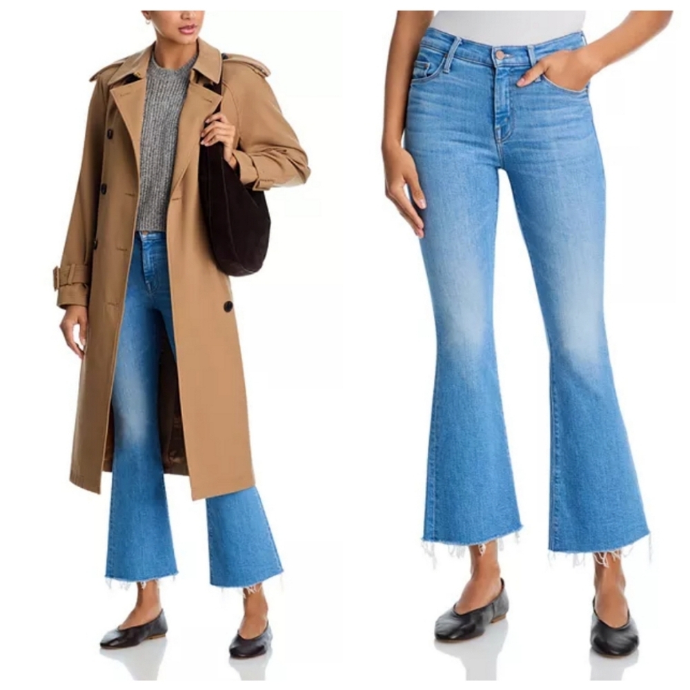 MOTHER Weekender Fray Mid Rise Flare Leg Crop  Jeans Sz 27 Mentally Elsewhere